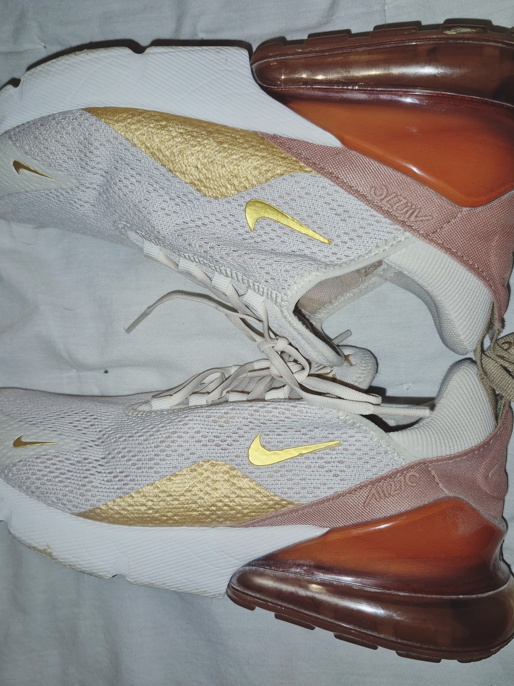 Nike Women’s Air Max 270 - Light Beige with Gold Accents